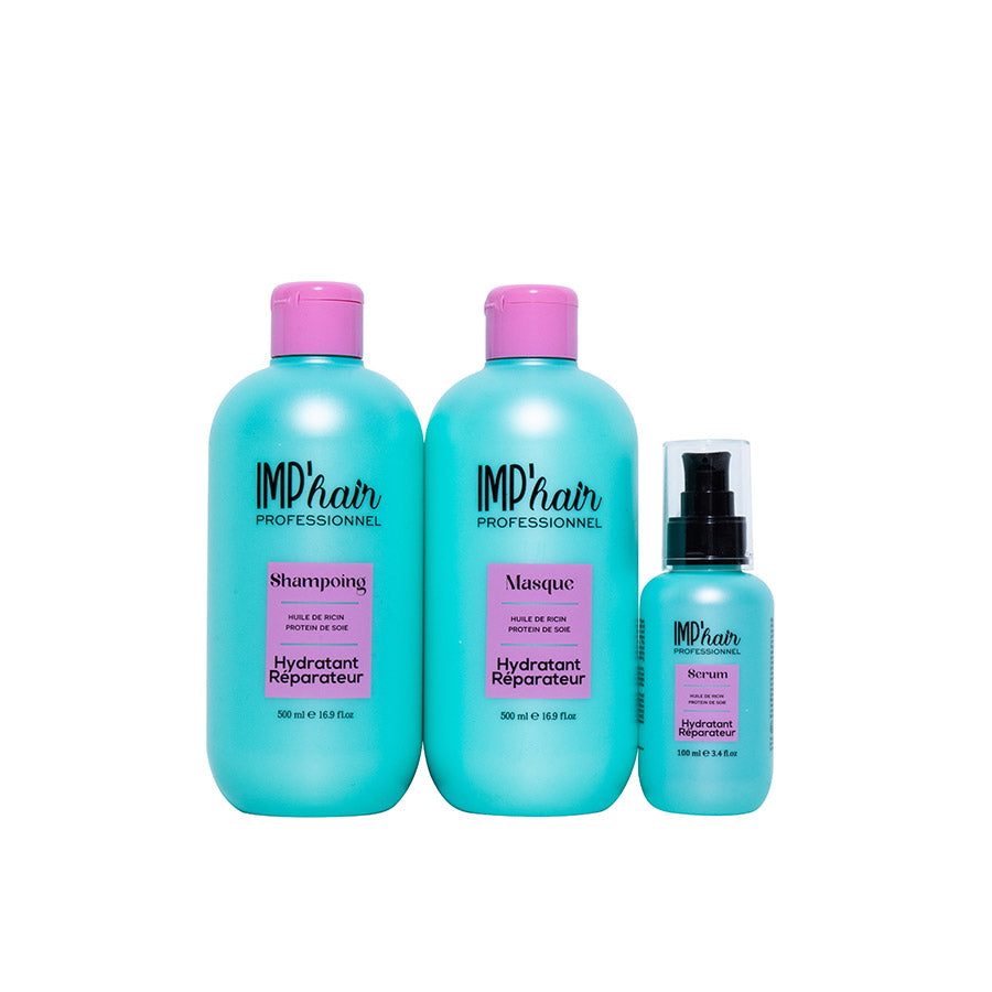 Trio Soin Réparateur – Ricin & Protéines de Soie : Shampoing, Masque & Sérum