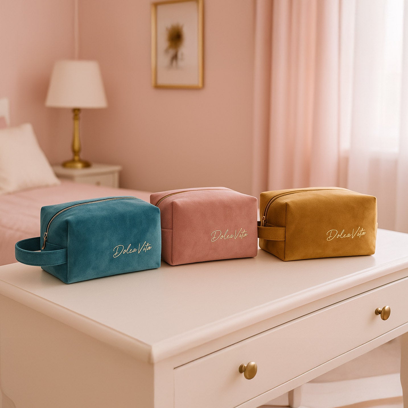 TROUSSES VELOURS BRODÉES AVEC ANSE DOLCE VITA